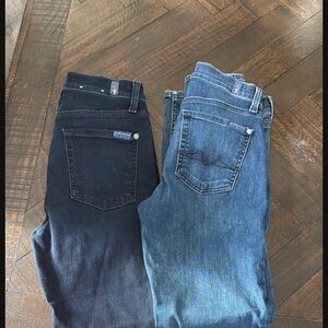 7 For All Mankind Women's Skinny Jeans in Dark and Medium Blue